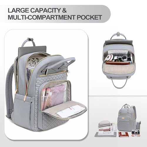 Tealari Laptop Backpack for Women,15.6 Inch Laptop Backpack for Work,Water Resistant Travel Backpack,College Bookbag with Wallet - color: Gray