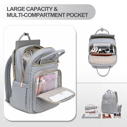 Tealari Laptop Backpack for Women,15.6 Inch Laptop Backpack for Work,Water Resistant Travel Backpack,College Bookbag with Wallet - color: Gray