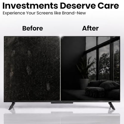 EVEO® TV Screen Cleaner Spray (Streak-Free) TV Screen Cleaner for Smart TV, LCD, LED, OLED | Computer Screen Cleaner Spray and Wipe Microfiber Cloth for TV, Monitor, Laptop, iPad, Car, Tesla & More