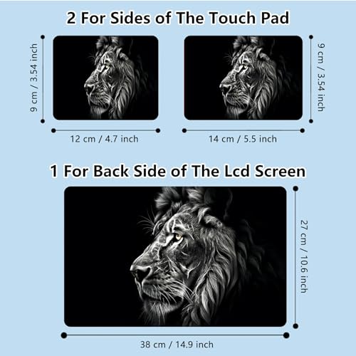 Universal Laptop Skin Sticker with 2 Wrist Pad Skins, Waterproof Scratch Resistant Vinyl Laptop Cover Decal, Cut to Fit for 11–15.6 Inch MacBook HP Dell Lenovo, Black Lion - color: Black Lion