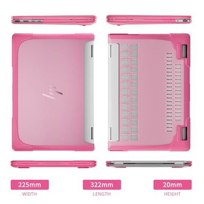 Heavy Duty Case for 14" HP Envy X360 2-in-1 2K Touch-Screen Laptop 2024 Release Shockproof Hard Shell Matte Translucent Anti-Fingerprint Protective Cover with TPU-Covered Edge (Pink) - color: Pink