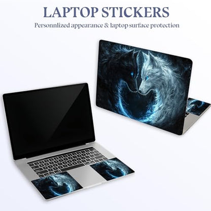 Universal Laptop Skin Sticker Decal,15.6 Inch Laptop Vinyl Cover for 13" 14" 15.6" Laptop,Scratch-Resistant Waterproof Protector Wrap,Reusable with Wrist Pads,Wolf Pair - color: Wolf Pair