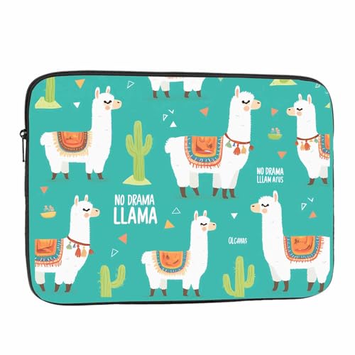Laptop Sleeve Bag 15.4 15.6 Inch,Cute White Llama Cartoon Alpaca Cactus Green Protective Polyester Computer Cases Laptop Cover Briefcase Bag Tablet Travel Cover - color: LPS-004