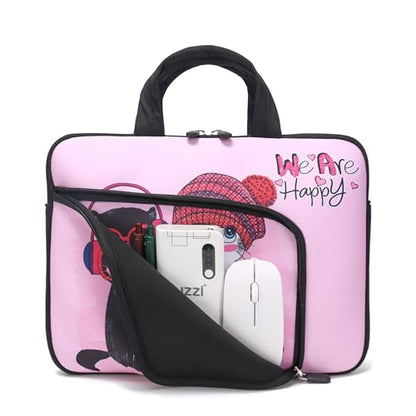 15 15.4 15.6 inch Laptop Handle Bag Computer Protect Notebook Sleeve Neoprene Cover Soft Carrying Case with Extra Pockets - color: Cute Cats