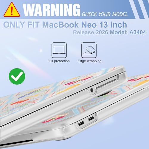 May Chen for MacBook Neo Case 13 inch 2026 | 100% Match Official Color | Pattern Printing, Anti-Crack & Scratch & Fingerprint | Protective Hard Shell Cases Laptop Model A3404 - Fruits Bows - color: Fruits bows
