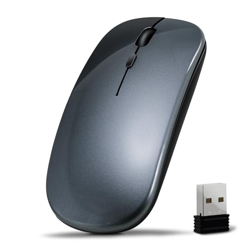 Wireless Bluetooth Mouse for iPad/MacBook Pro/Air/Laptop/pc Rechargeable Silent Mouse Portable Slim for Surface Pro/Lenovo/Samsung Tablet (Gray) - color: Gray