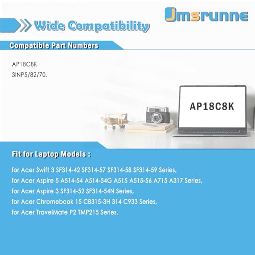 50.29Wh AP18C8K Battery Replacement for Acer Chromebook 314 C933 Aspire 5 A515-56 A514-54G A514-54 Series Swift 3 SF314-57 SF314-42 TravelMate B1 B118-M P2 TMP215 Series 11.52V