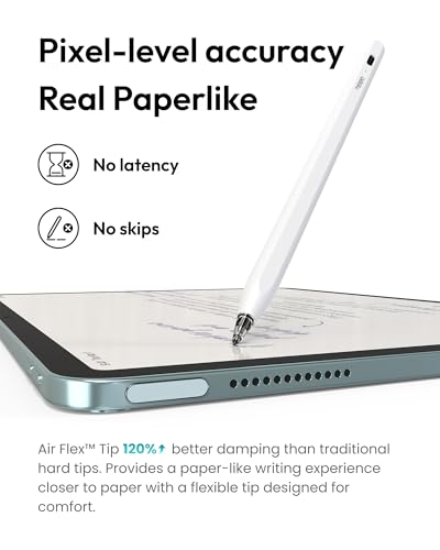 Metapen Pencil Air8 Pro for iPad 2018-2026, Ultra-Quiet, 2X Fast Charging, Palm Rejection Stylus Pen for iPad a16/11/10/9/8/7/6th Gen, Pro 12.9/11/13-inch M4, Air 3/4/5/M2/M3/M4, Mini 5/6th - style: Air8 Pro