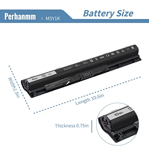 40Wh M5Y1K 14.8V Battery for Dell Inspiron 15 5000 3000 Series 5559 5558 5555 5566 5551 5552 5758 3567 3565 3558 3559 3551 3552 17 5755 5756 5758 5759 14 3451 3452 3458 5458 VN3N0 P63F P47F P51F P64G - size: 10.6 x 1.5 x 0.75 inches M5Y1K BATTERY