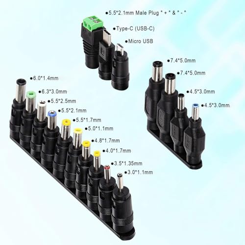 41PCS Power Adapter Tips DC5.5x2.1mm 5.5x2.5mm Connector Kits for Laptop Charger Supply Convert Plug Jacks Notebook Repair Accessories