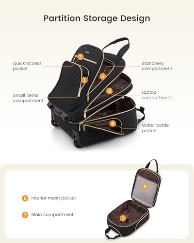 LOVEVOOK Underseat Carry On Luggage with Wheels and Giant Tumbler Holder Pocket, Soft Sided Under Seat Personal Item Suitcase for Travel, Business, Work - color: Black-Purple