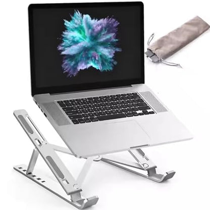 Adjustable Aluminium Laptop Stand for Desk, Ergonomic Foldable Portable Notebook Holder, Compatible with MacBook Pro/Air, Dell, HP, Asus, Lenovo, 10-15.6" Laptops (Silver)