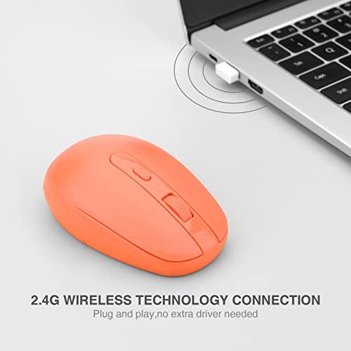 Rii Wireless Mouse RM700 2.4G Silent Mouse WIith USB Nano Receiver for Laptop,PC,Mac,Chromebook,Windows (Orange) - color: ORANGE