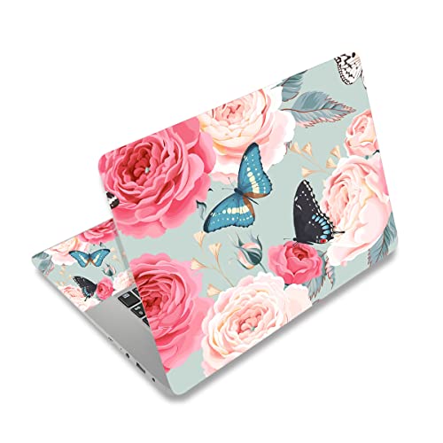 Laptop Skin Sticker,13.3 14 15 15.4 15.6 inch Laptop Skins,Universal Vinyl Decal,Dustproof Scratch Resistant Reusable Cover Protector with Free 2 Wrist Pads (Butterfly 4) - color: Butterfly 4