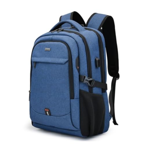 Travel Laptop Backpack with USB Port, Reflective Business Bag (Denim Blue) - color: Denim Blue