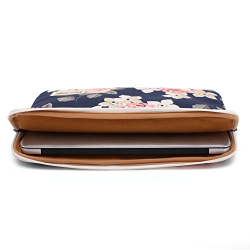 Canvaslife White Rose Pattern 13 inch Canvas Laptop Sleeve with Pocket 13 inch 13.3 inch Laptop case 13.1 case 13.6sleeve - color: White Rose, size: 13 inch/13.3 inch