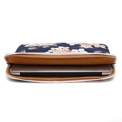 Canvaslife White Rose Pattern 13 inch Canvas Laptop Sleeve with Pocket 13 inch 13.3 inch Laptop case 13.1 case 13.6sleeve - color: White Rose, size: 13 inch/13.3 inch