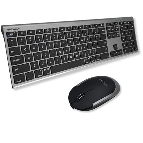 Macally Premium Bluetooth Keyboard and Mouse for Mac | Compatible Wireless Apple Keyboard and Mouse Combo (110 Keys Multi-Device Rechargeable) for MacBook Pro/Air and iMac - Space Gray - color: Space Gray