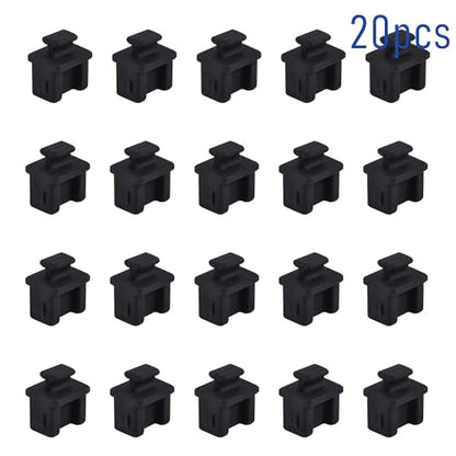 20 PCS SFP-B Port Anti-dust Plugs, Silicone Covers Caps Stoppers, Port Protector for Ethernet SFP Port, 0.55 x 0.47 x 0.67 (LxWxH) - size: SFP-B/Black/20 PCS