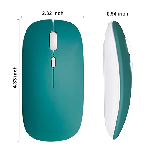 Wireless Bluetooth Mouse for iPad/MacBook Pro/Air/Laptop/pc Rechargeable Silent Mouse Portable Slim for Surface Pro/Lenovo/Samsung Tablet (Jade Green) - color: Jade Green