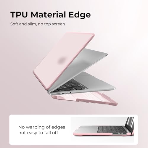 BlueSwan Anti-Cracking Case for MacBook Pro 14 inch M5-M1 Pro/Max 2026-2021 | Anti-Scratch Protective Hard Shell Case, Soft TPU Bumper, Sturdy and Durable, Easy Snap-On Installation, Frosted Pink - color: Frosted Pink