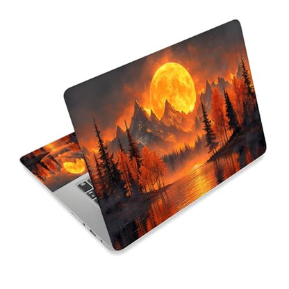 Universal Laptop Skin Sticker Decal,15.6 Inch Laptop Vinyl Cover for 13" 14" 15.6" Laptop,Scratch-Resistant Waterproof Protector Wrap,Reusable with Wrist Pads,Moonlit Mountain Lake - color: Moonlit Mountain Lake