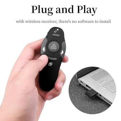 Presentation Clicker, 2.4GHz Connection, Widely Compatible, Wide Application, Presentation Remote Control with Ergonomic Handle for Teaching, Meeting, Speech