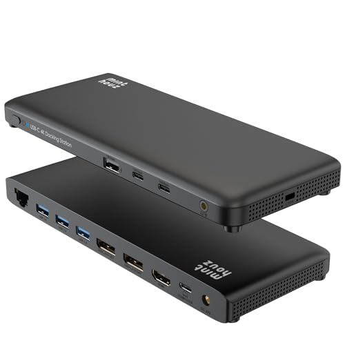 Laptop Docking Station, 12-in-1 USB-C Docking Station, Triple Display with 1xHDMI and 2xDP, 10 Gbps USB-C and 5 Gbps USB-A Data, Ethernet, Audio, 100W Charging for Dell, HP, Lenovo and More - size: 2×DP + 1×HDMI
