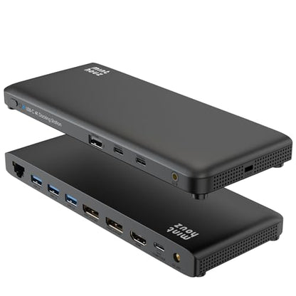 Laptop Docking Station, 12-in-1 USB-C Docking Station, Triple Display with 1xHDMI and 2xDP, 10 Gbps USB-C and 5 Gbps USB-A Data, Ethernet, Audio, 100W Charging for Dell, HP, Lenovo and More - size: 2×DP + 1×HDMI