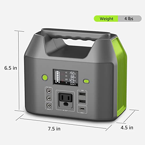 EnginStar 155Wh Power Bank 150Wh Portable Power Station 110v Battery Pack 6 Outputs with AC Outlet LED Light for Outdoor Camping Road Trip Emergency - color: Grey