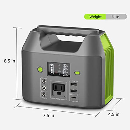 EnginStar 155Wh Power Bank 150Wh Portable Power Station 110v Battery Pack 6 Outputs with AC Outlet LED Light for Outdoor Camping Road Trip Emergency - color: Grey
