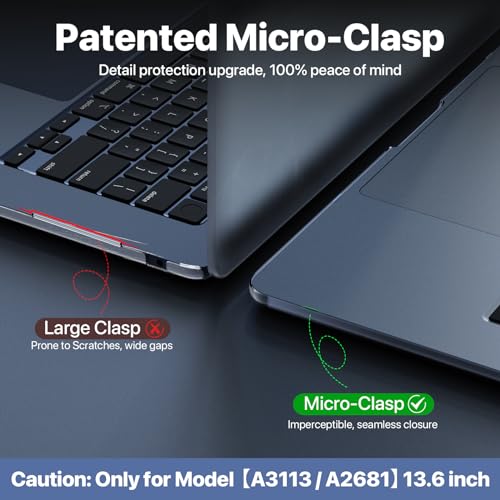 Soonjet Compatible with MacBook Air 13 inch Case, Crystal Clear Shell, Fits 2026-2022 M5/M4/M3/M2,A3449 A3240 A3113 A2681, Color-Matched Transparent Design for MacBook Air 13.6 inch - color: Crystal Midnight