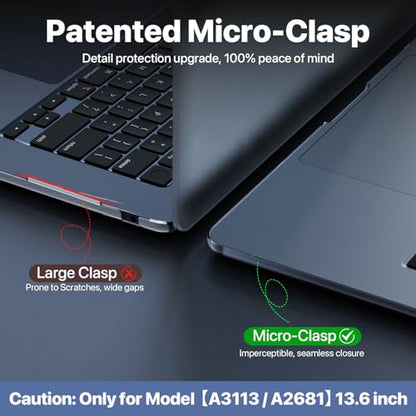 Soonjet Compatible with MacBook Air 13 inch Case, Crystal Clear Shell, Fits 2026-2022 M5/M4/M3/M2,A3449 A3240 A3113 A2681, Color-Matched Transparent Design for MacBook Air 13.6 inch - color: Crystal Midnight