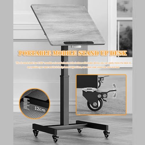 Height Adjustment Standing Desk, School Stand Up Desk with Wheels, Office Flippable Moved Laptop Table, Anti-Fall Fence Design Side Table(White) - color: White