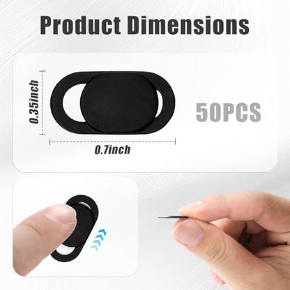 50 Pcs Webcam Cover Slide, Ultra-Thin Cell Phone Camera Cover | 0.023 Inch, Universal Durable, For Laptop, Smartphone, Computer, Protect Your Privacy and Security