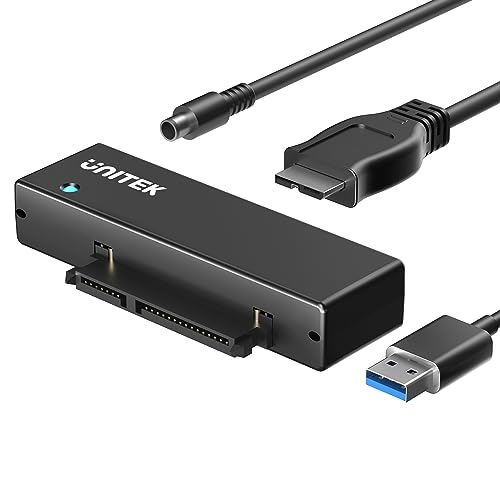 Unitek USB 3.0 SATA III Adapter, UASP, 5Gbps, for 2.5/3.5" HDD/SSD | For 2.5/3.5" SATA HDD/SSD Up To 18TB, Optical; UASP 70% Faster Read; 5Gbps USB 3.0; Plug & Play; 12V Adapter Included - color: USA A to SATA