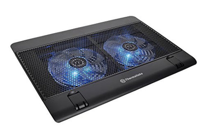 Thermaltake Massive 14 Steel Mesh Panel Dual 140mm Blue LED Fan Adjustable Speed Control 10"-17" Laptop Notebook Cooling Pad CL-N001-PL14BU-A,Black - style: 2 Fans