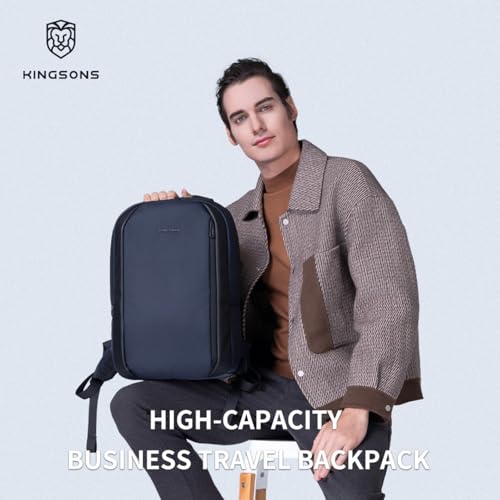 Kingsons 15.6 Inch Laptop Compartment Backpack for Men,Waterproof Slim Durable Business Backpack for Work，Travel (KS25458-Blue-US-1) - color: Ks25458-blue-us-1