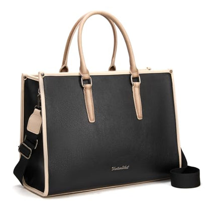 Montana West Laptop Tote Bag for Women 15.6 Inch Computer Bags Business Office Work Briefcase With Adjustable Shoulder Strap - color: Black