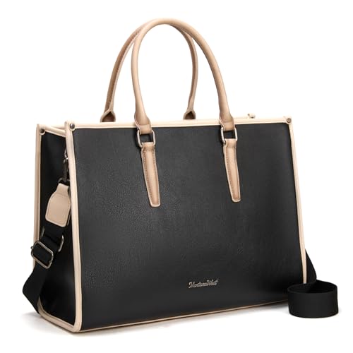 Montana West Laptop Tote Bag for Women 15.6 Inch Computer Bags Business Office Work Briefcase With Adjustable Shoulder Strap - color: Black