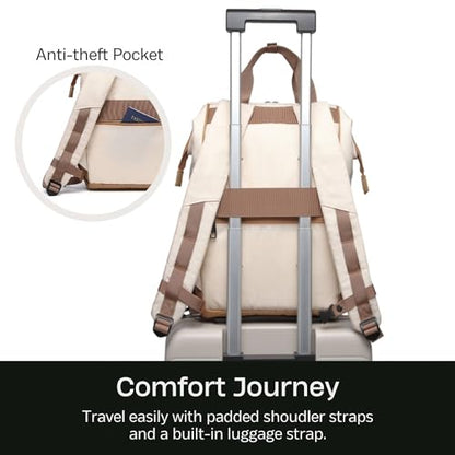 Laptop Backpack, 15.6 Inch Laptop Work Bag, Wide Open Casual Daypack for Women, Men and Adult (White)