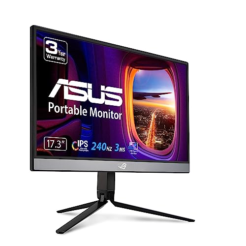 ASUS ROG Strix 17.3" 1080P Portable Gaming Monitor (XG17AHP)-FHD, IPS, 240Hz, Adaptive-Sync, Built-in Battery, ROG Bag, Tripod Stand, USB Type-C, Micro HDMI for Laptop, PC, Console, 3-Year Warranty - style: 17" IPS 240Hz w/ Tripod, Carry bag, Cover