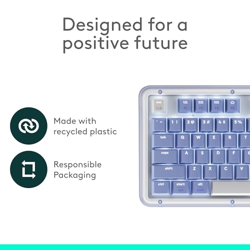 Logitech Alto Keys K98M Wireless Mechanical Gasket Keyboard - Lilac | Customizable, clicky, vibration absorbing gasket, white backlit keys, Bluetooth, USB-C charging, for PC, Mac, Laptops - color: Lilac
