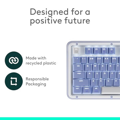 Logitech Alto Keys K98M Wireless Mechanical Gasket Keyboard - Lilac | Customizable, clicky, vibration absorbing gasket, white backlit keys, Bluetooth, USB-C charging, for PC, Mac, Laptops - color: Lilac