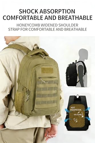 18 Inch Olive Green Teen School Backpack, 35L Water Resistant Large Capacity Bookbag with Luggage Strap, Daypack for Boys Girls School Daily Travel, Khaki - color: Camo Backpack Single Pack-5