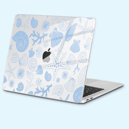 for MacBook Air 13 inch Case 2020 M1 A2337 2019 2018 Release– Fashionable Lightweight Floral Design Transparent HD Clear Laptop Shell, with TPU Keyboard Cover & OTG Adapters, Shell - color: Shells and Conches