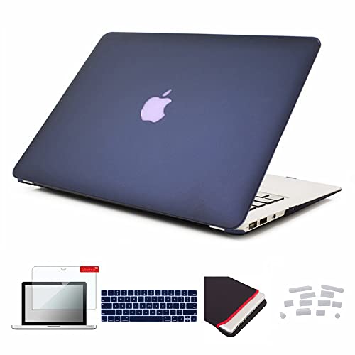 Se7enline Compatible with MacBook Pro 13 inch Case for Mac Pro 13.3 A1706/A1989/A2159 with Touch Bar 2016/2017/2018/2019 Keyboard Cover&Sleeve Bag&Screen Protector&Dust Plug, Navy Blue/Peony - color: Navy Peony/Blue, size: 13 inch (2016-2019 Version)