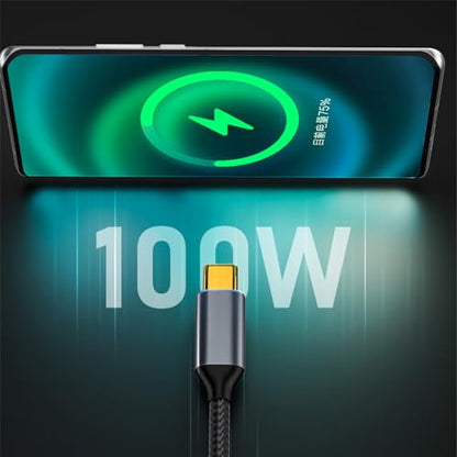 cablecc 10Gbps 100W Reversible Data Type-C USB-C Male to Male USB3.1 Cable Low Profile Angled 90 Degree for Laptop Phone 100CM - style: Low Profile Angled-100CM