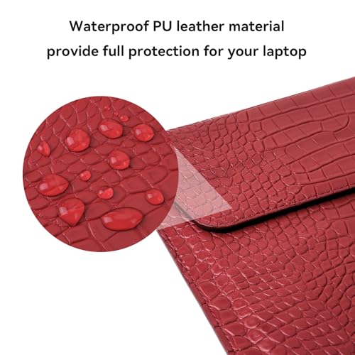MOSISO Laptop Case 13 inch, 13 inch Laptop Sleeve Compatible with MacBook Neo 13 A18 Pro A3404 Air M4 M3 M2 M1 2026-2018 / Pro M2 M1 2026-2016, Crocodile Grain PU Leather Flap Case Bag, Red - color: Red, size: 13 inch