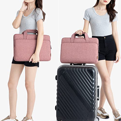 DOMISO 17 inch Carrying Cases for Mobile Computers, Laptop Sleeve Protective Case Cover Compatible with 17-17.3 inch HP Dell ASUS Lenovo Chromebook, Waterproof Computer Cases Bag with Handle, Pink - color: Pink, size: 17-17.3 inch